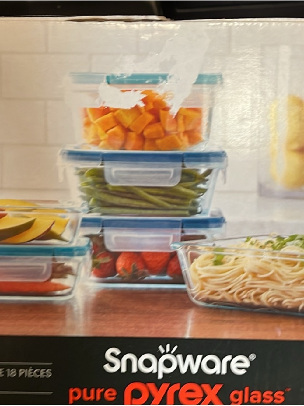 Pyrex Glass Food Storage Containers with Blue Lids